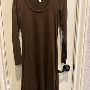 24Seven Chocolate Long Sleeve Dress